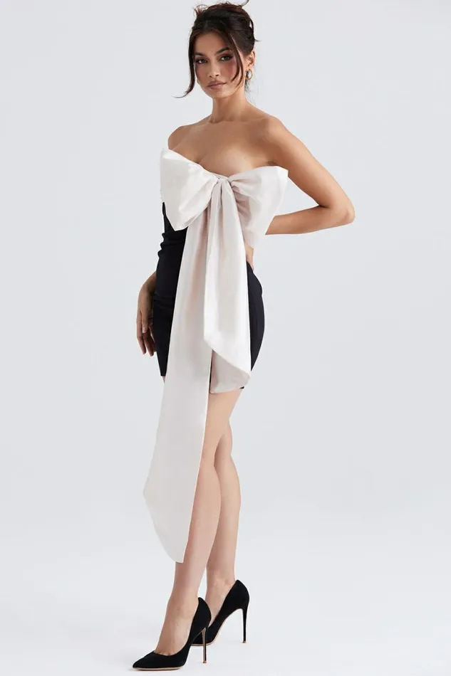 Women Jana Black and Ivory Bow Mini Dress House Of CB Dresses Women Jana Black and Ivory Bow Mini Dress House Of CB Dresses