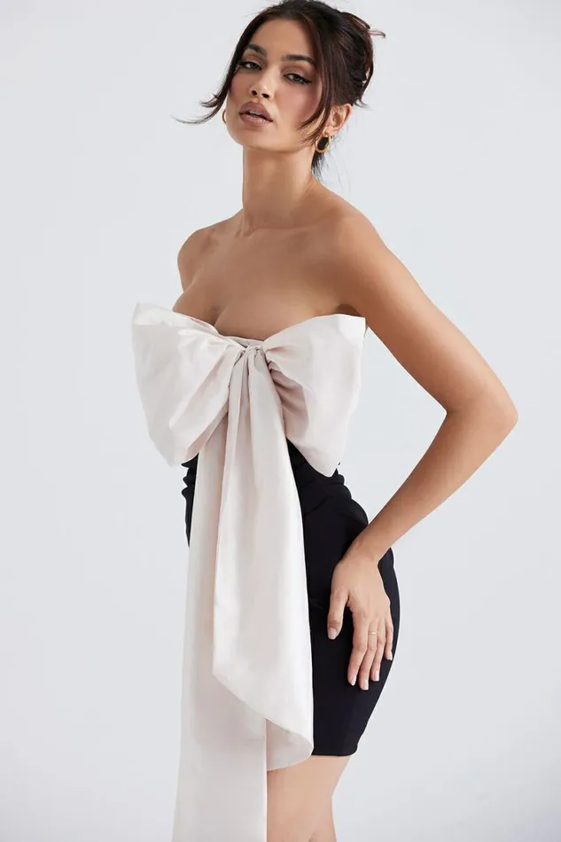 Women Jana Black and Ivory Bow Mini Dress House Of CB Dresses Women Jana Black and Ivory Bow Mini Dress House Of CB Dresses