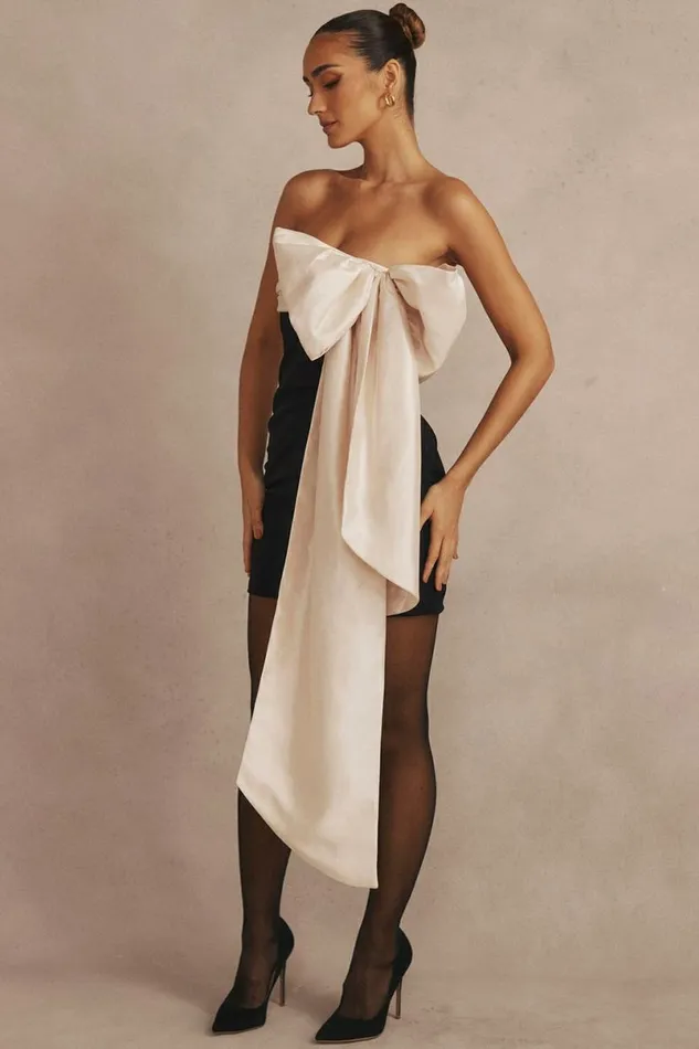 Women Jana Black and Ivory Bow Mini Dress House Of CB Dresses Women Jana Black and Ivory Bow Mini Dress House Of CB Dresses