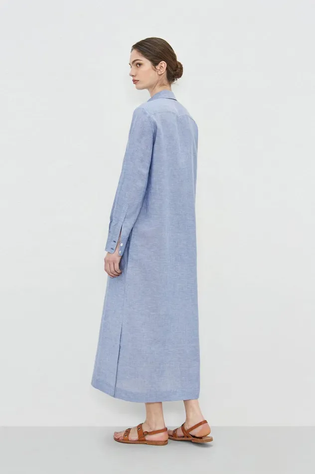 Women JENNY 8211 Linen Cotton Kaftan 8211 Azzurro Massimo Alba Dresses and Skirts Women JENNY 8211 Linen Cotton Kaftan 8211 Azzurro Massimo Alba Dresses and Skirts