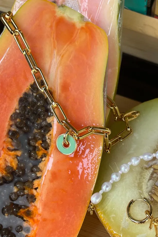 Women Jewellery Damson Madder Green Green Disc Charm
