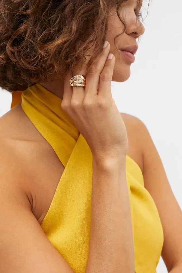 Women Jewellery Seed Heritage Crumpled Ring Gold