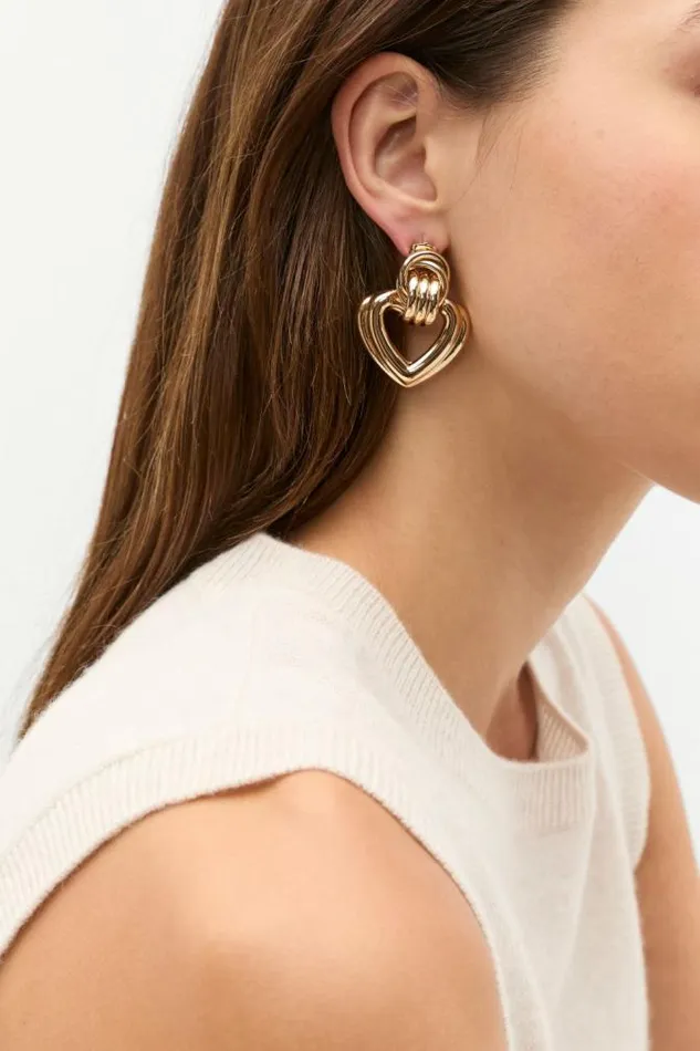 Women Jewellery Seed Heritage Heart Loop Earring Gold