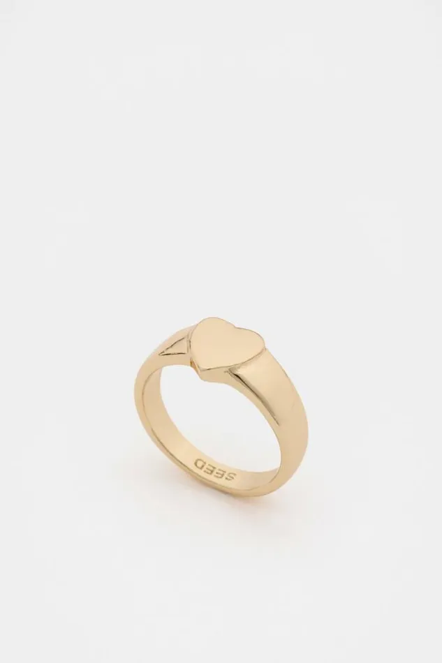 Women Jewellery Seed Heritage Heart Signet Ring Gold