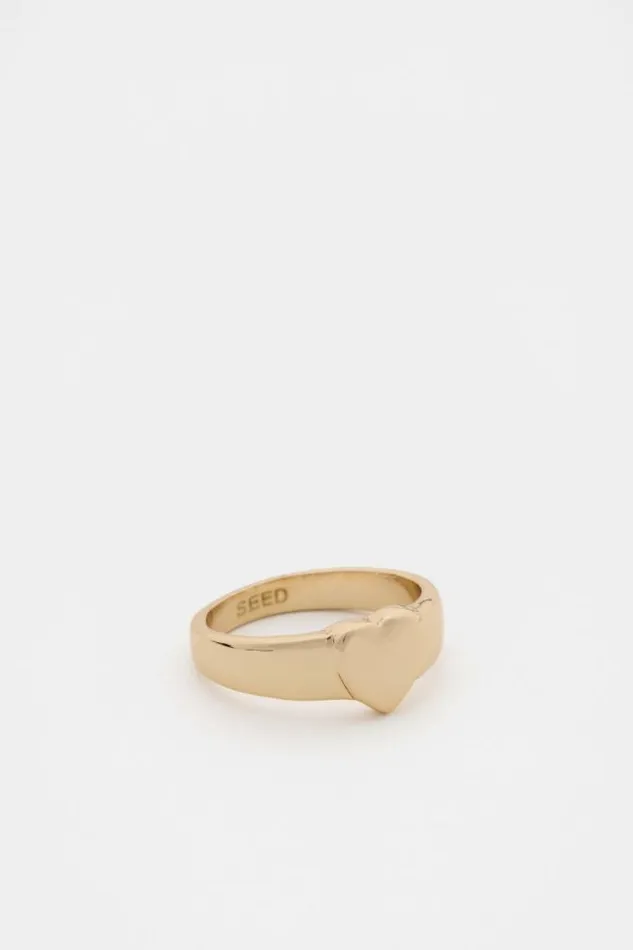Women Jewellery Seed Heritage Heart Signet Ring Gold