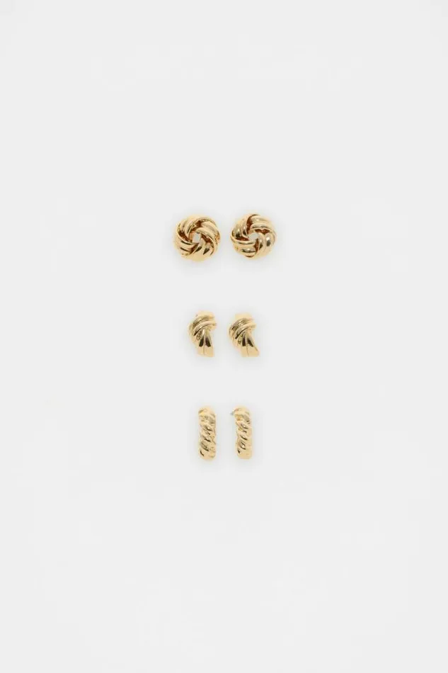 Women Jewellery Seed Heritage Looped Ear Pack Gold