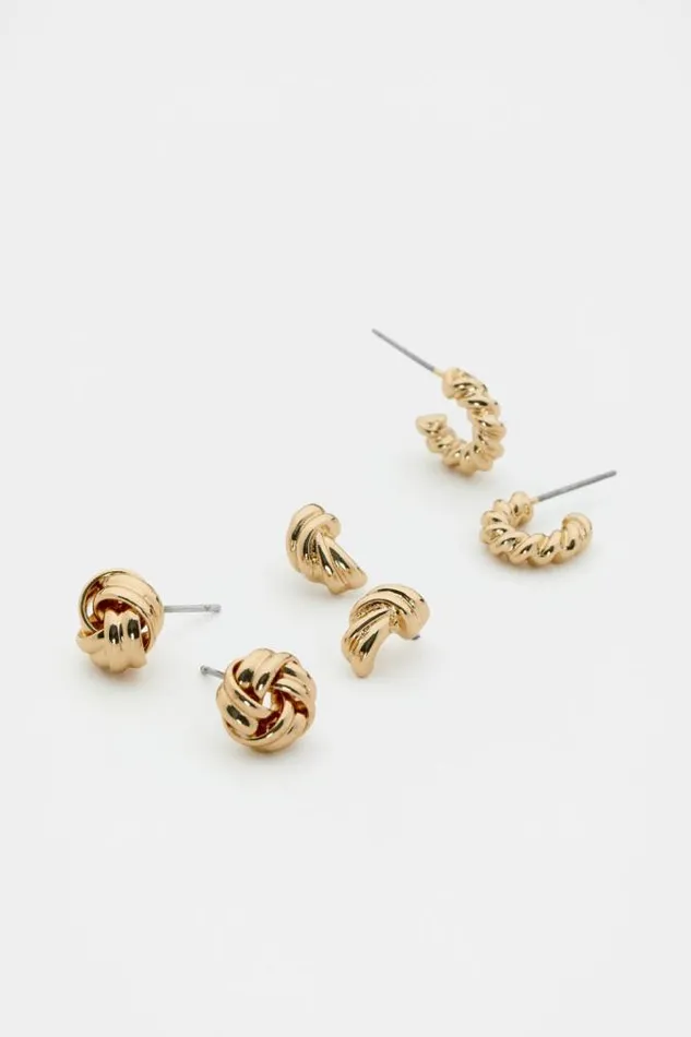 Women Jewellery Seed Heritage Looped Ear Pack Gold