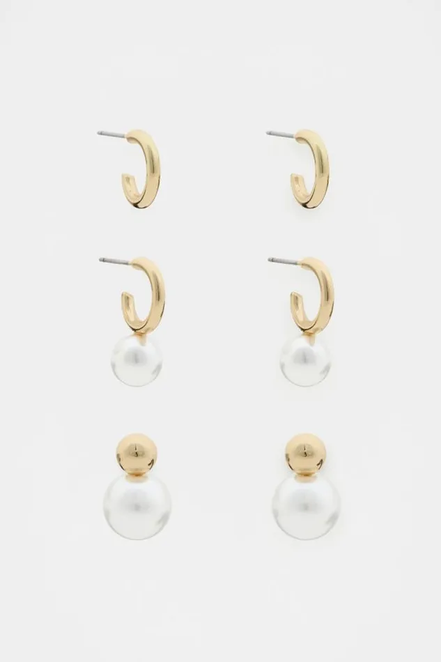 Women Jewellery Seed Heritage Pearl Earring Set Gold