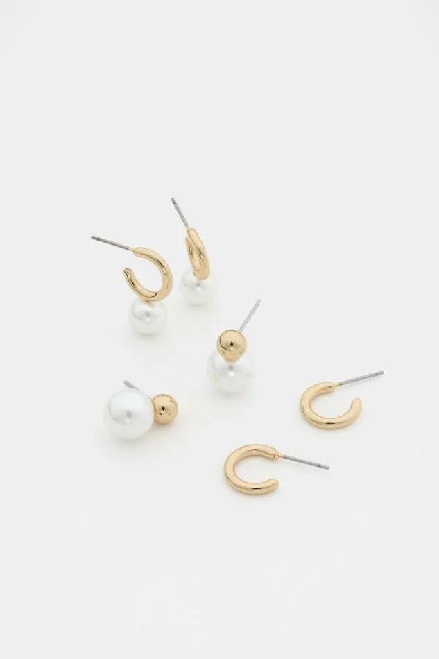 Women Jewellery Seed Heritage Pearl Earring Set Gold