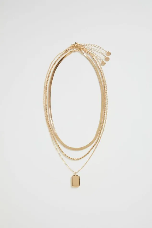 Women Jewellery Seed Heritage Rectangle Pendant Necklace Gold