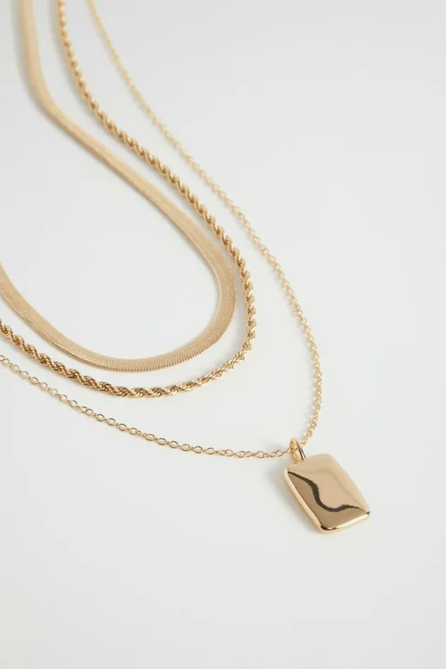 Women Jewellery Seed Heritage Rectangle Pendant Necklace Gold