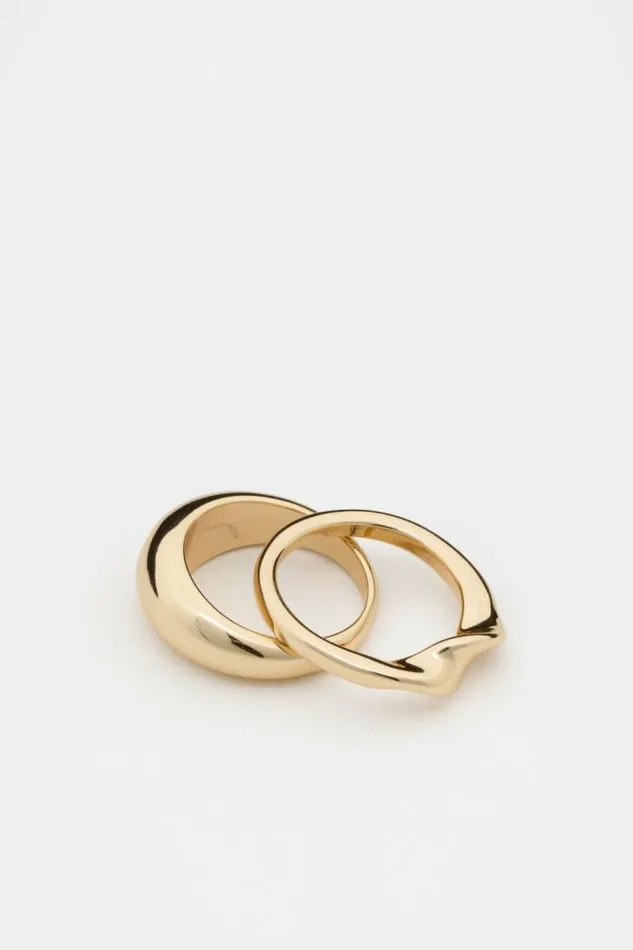 Women Jewellery Seed Heritage Sculptural Twist Ring Set Gold