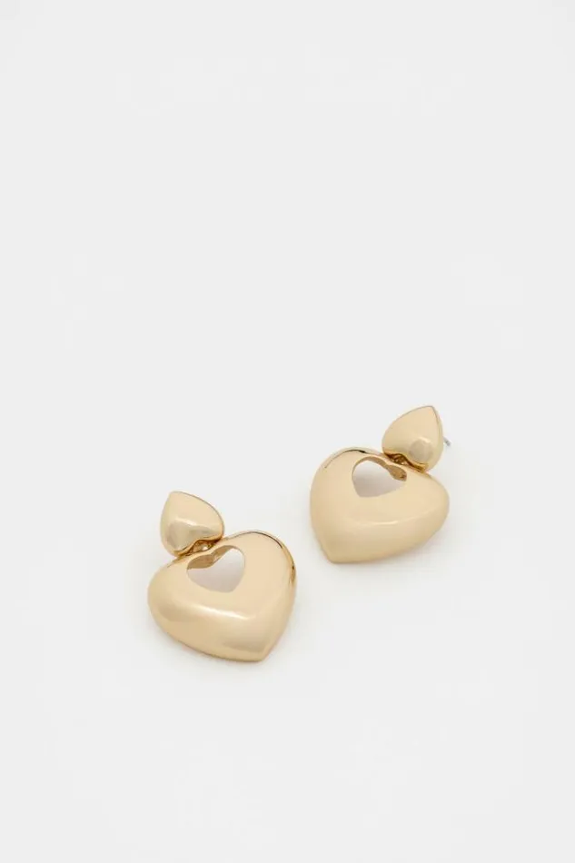 Women Jewellery Seed Heritage Statement Heart Earring Gold