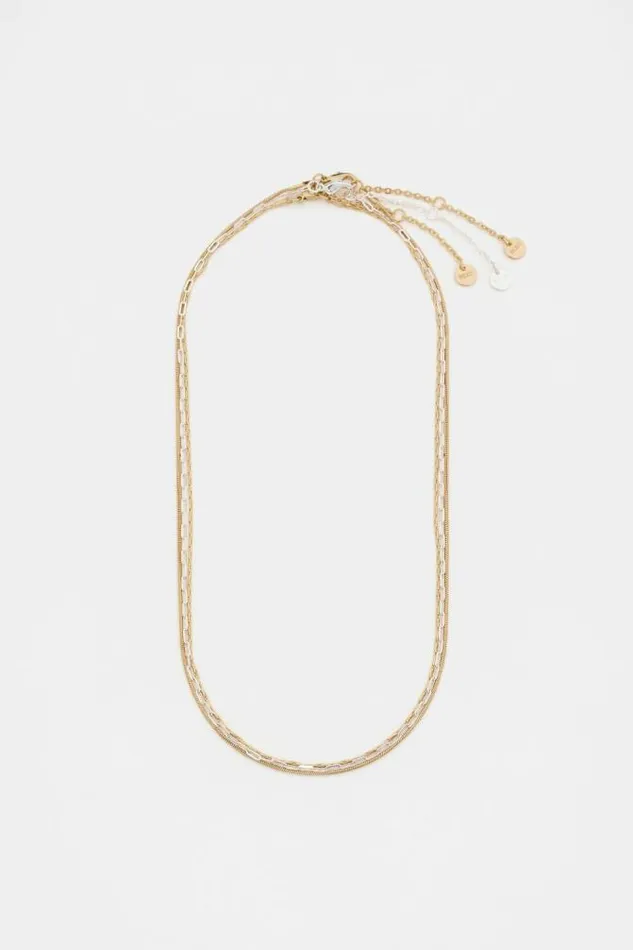 Women Jewellery Seed Heritage Triple Chain Necklace Gold Silver