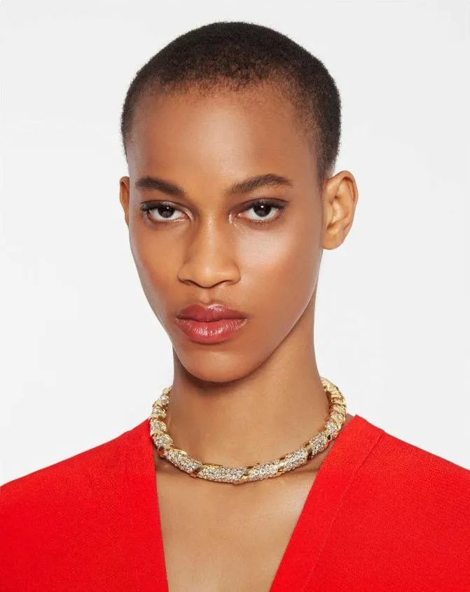 Women Jewelry Lanvin Rhinestone Melodie Choker Necklace Goldcrystal