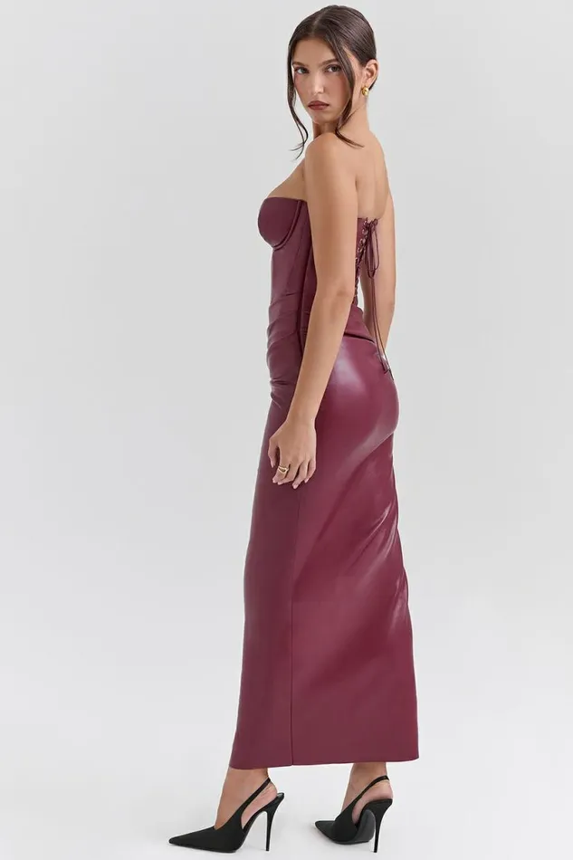 Women Juliana Cabernet Vegan Leather Midi Dress House Of CB Dresses Women Juliana Cabernet Vegan Leather Midi Dress House Of CB Dresses