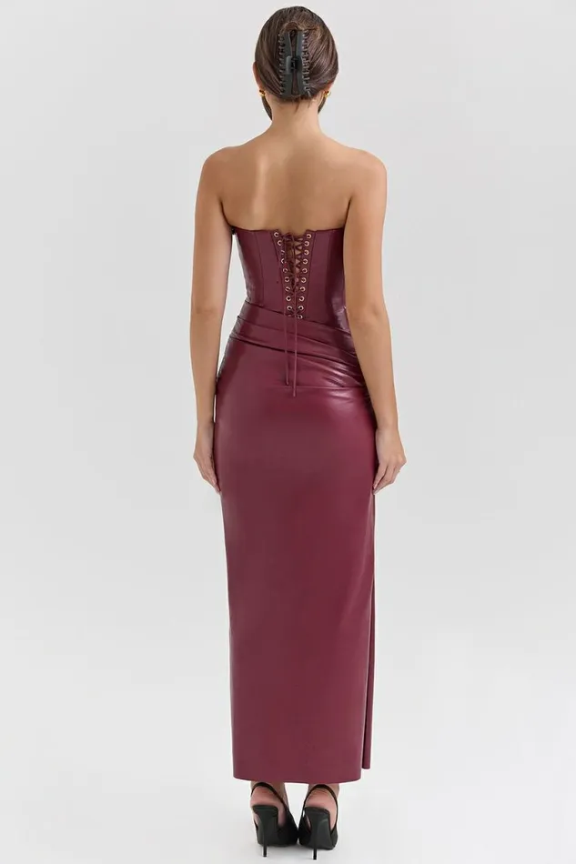 Women Juliana Cabernet Vegan Leather Midi Dress House Of CB Dresses Women Juliana Cabernet Vegan Leather Midi Dress House Of CB Dresses
