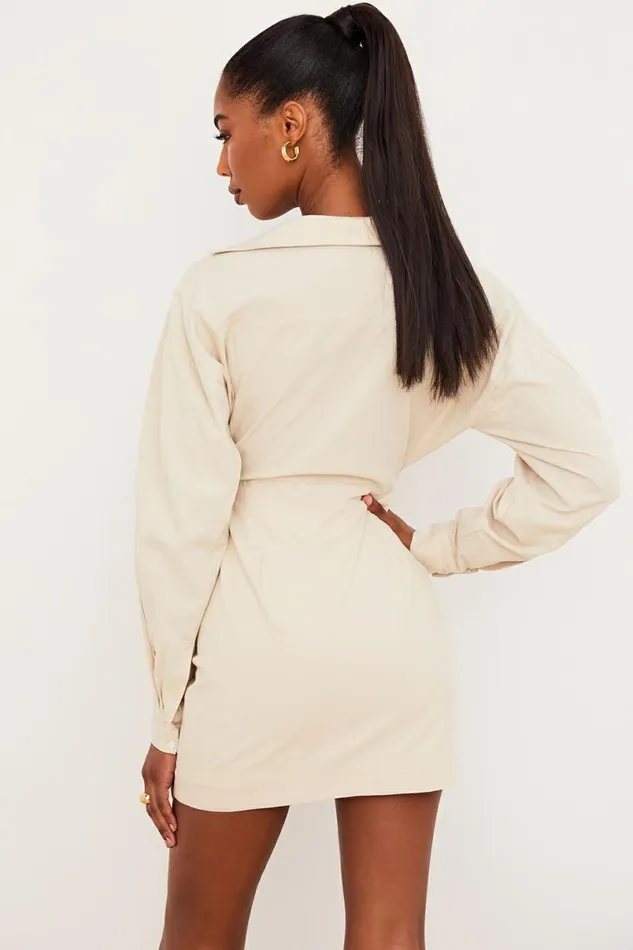 Women Julietta Beige Linen Cutout Shirt Dress House Of CB Dresses Women Julietta Beige Linen Cutout Shirt Dress House Of CB Dresses
