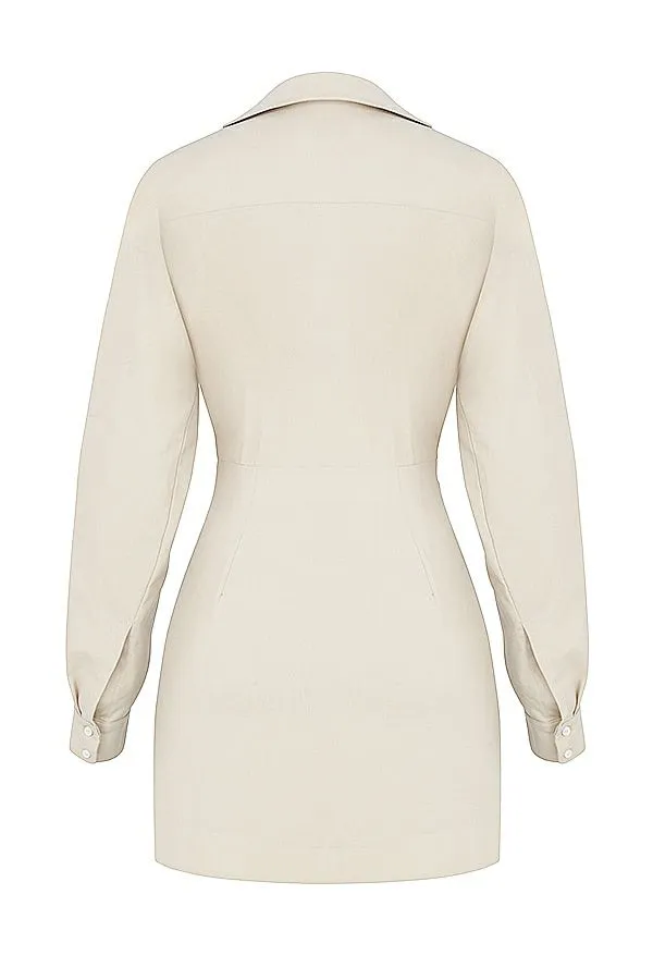 Women Julietta Beige Linen Cutout Shirt Dress House Of CB Dresses Women Julietta Beige Linen Cutout Shirt Dress House Of CB Dresses