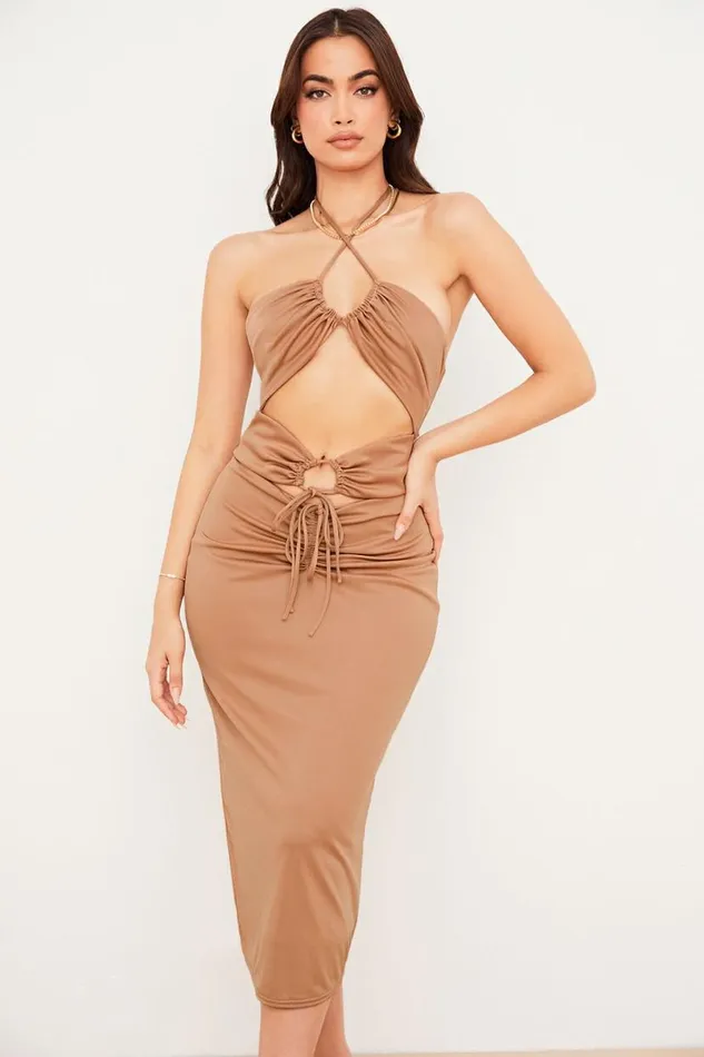 Women Kasia Caramel Cutout Midi Dress House Of CB Dresses Women Kasia Caramel Cutout Midi Dress House Of CB Dresses