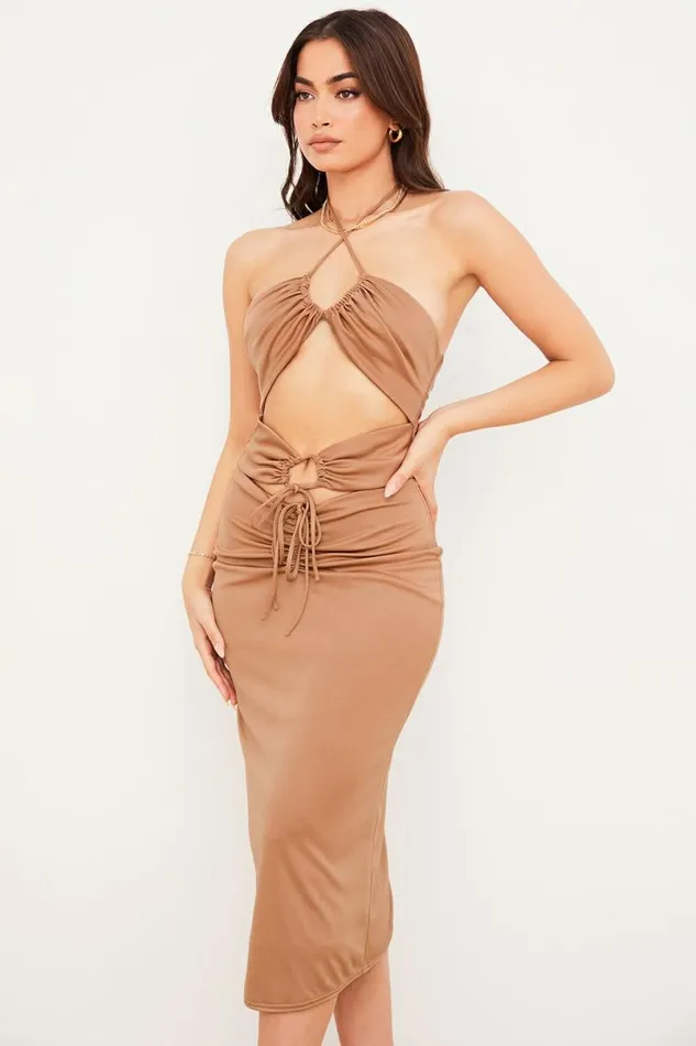 Women Kasia Caramel Cutout Midi Dress House Of CB Dresses Women Kasia Caramel Cutout Midi Dress House Of CB Dresses
