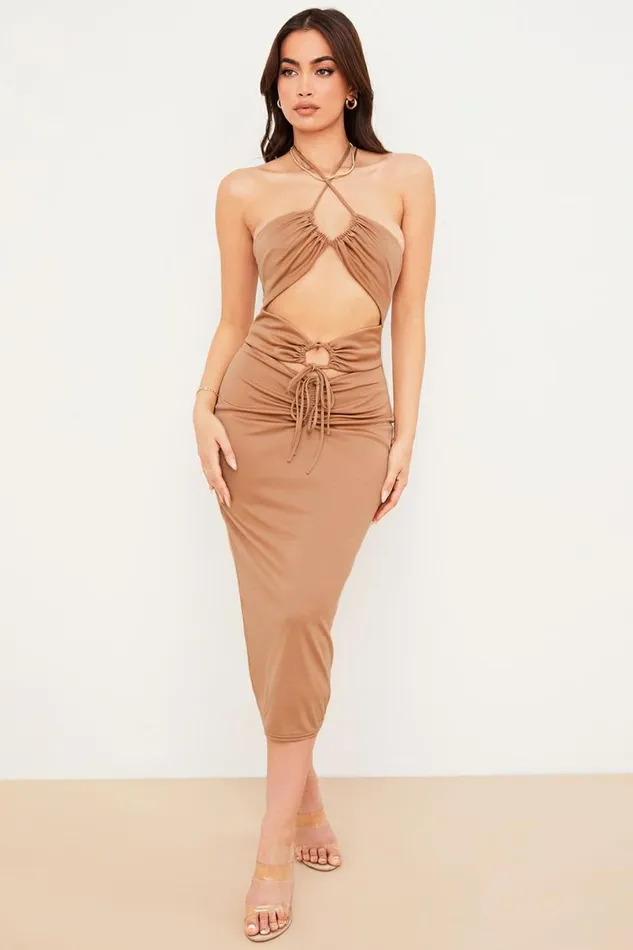 Women Kasia Caramel Cutout Midi Dress House Of CB Dresses Women Kasia Caramel Cutout Midi Dress House Of CB Dresses