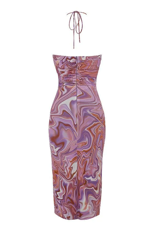 Women Kasia Purple Swirl Cutout Midi Dress House Of CB Dresses Women Kasia Purple Swirl Cutout Midi Dress House Of CB Dresses