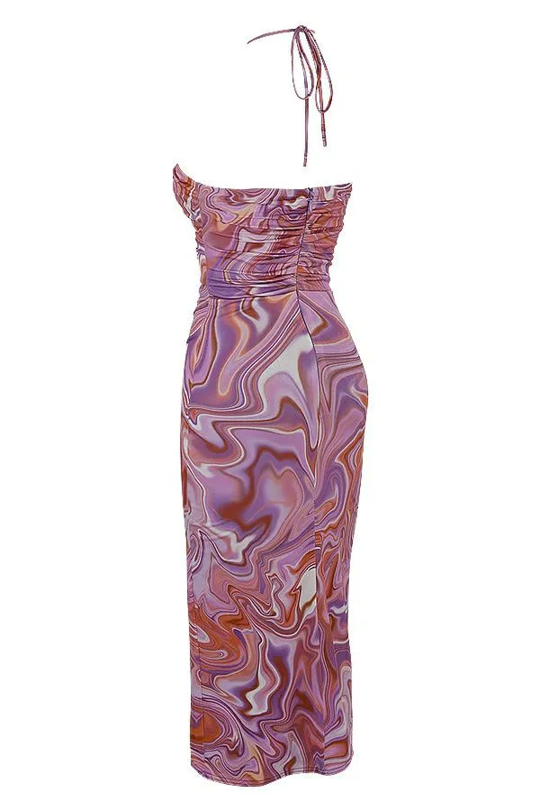 Women Kasia Purple Swirl Cutout Midi Dress House Of CB Dresses Women Kasia Purple Swirl Cutout Midi Dress House Of CB Dresses