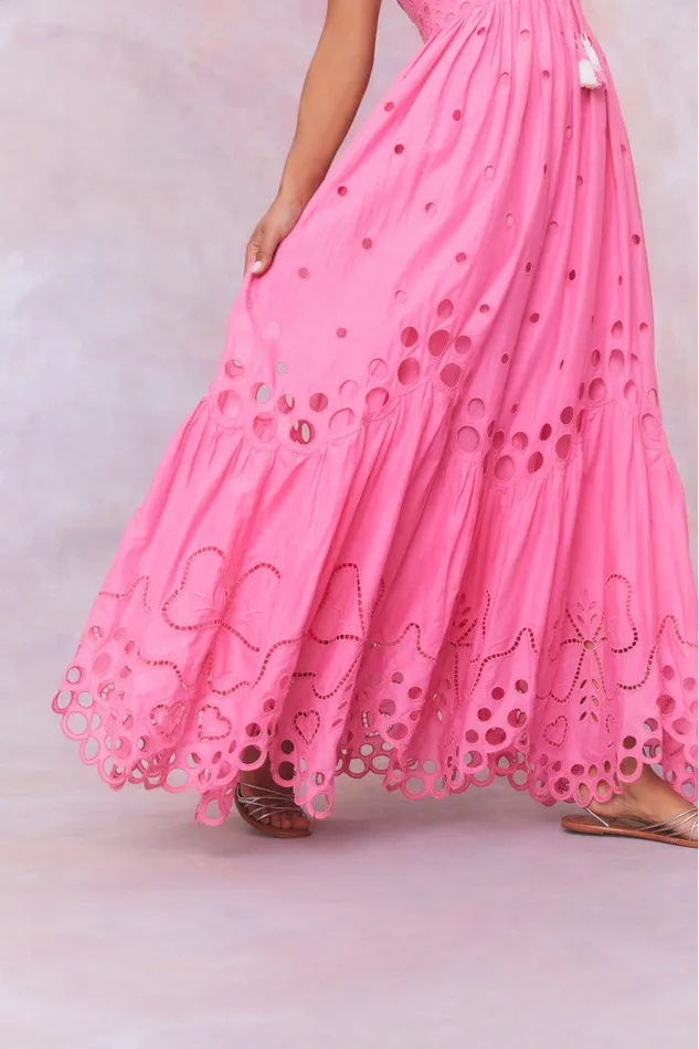 WomenKids Dresses LoveShackFancy Melville Cotton Eyelet Maxi Dress Strawberry Taffy WomenKids Dresses LoveShackFancy Melville Cotton Eyelet Maxi Dress Strawberry Taffy
