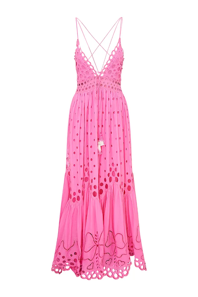 WomenKids Dresses LoveShackFancy Melville Cotton Eyelet Maxi Dress Strawberry Taffy WomenKids Dresses LoveShackFancy Melville Cotton Eyelet Maxi Dress Strawberry Taffy