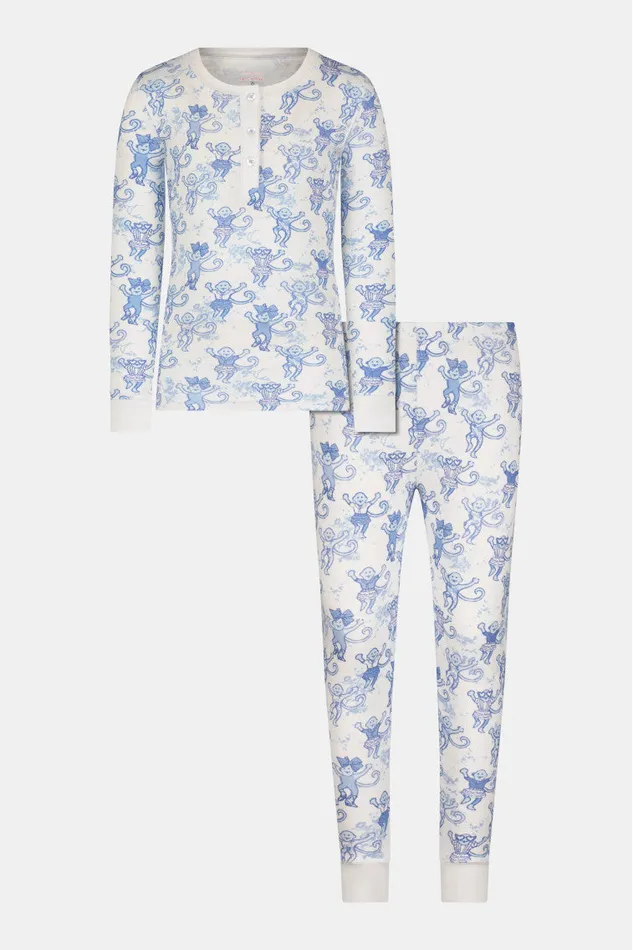 WomenKids Sleepwear LoveShackFancy Roller Rabbit Pastiche De Monkey Pajama Blue WomenKids Sleepwear LoveShackFancy Roller Rabbit Pastiche De Monkey Pajama Blue