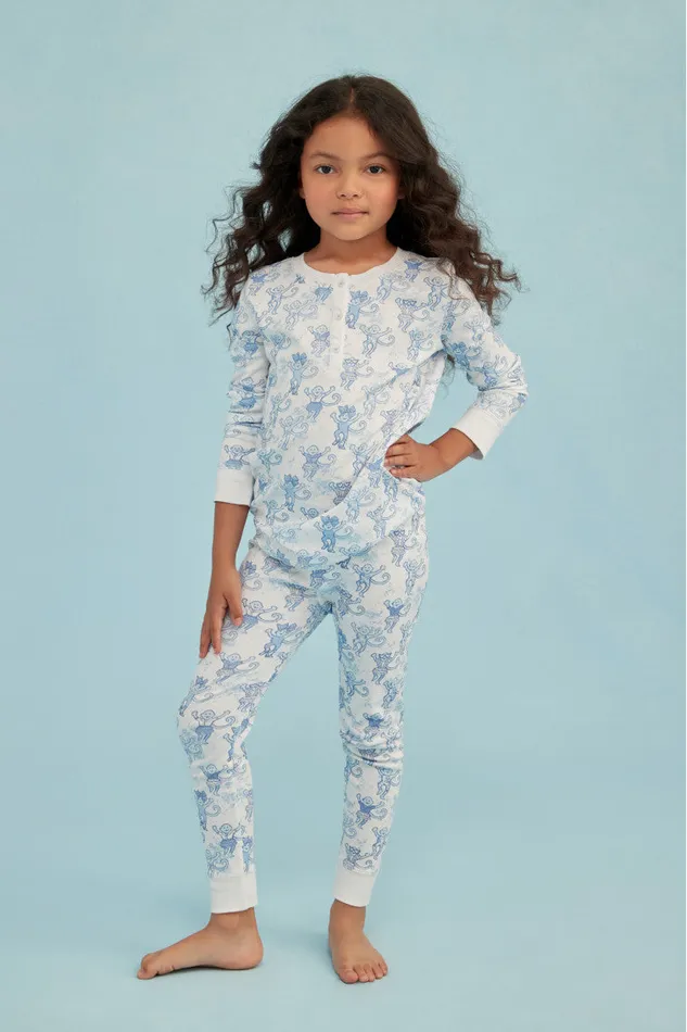 WomenKids Sleepwear LoveShackFancy Roller Rabbit Pastiche De Monkey Pajama Blue WomenKids Sleepwear LoveShackFancy Roller Rabbit Pastiche De Monkey Pajama Blue