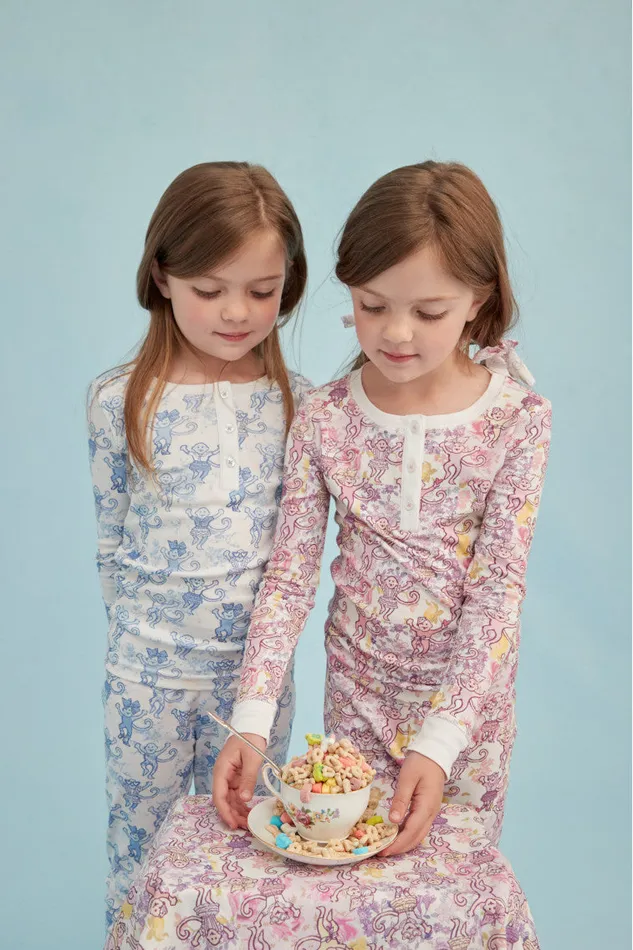 WomenKids Sleepwear LoveShackFancy Roller Rabbit Pastiche De Monkey Pajama Blue WomenKids Sleepwear LoveShackFancy Roller Rabbit Pastiche De Monkey Pajama Blue
