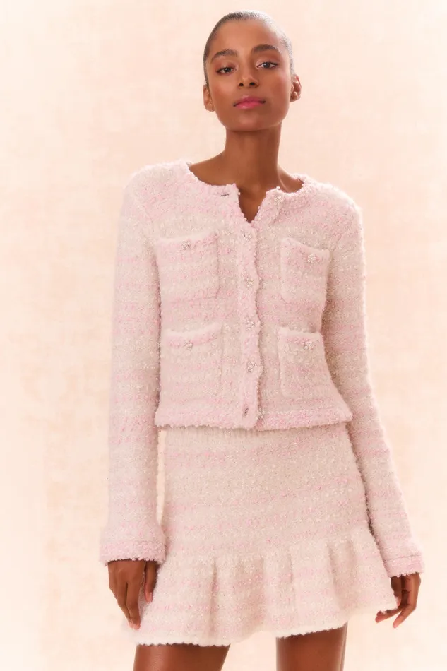 WomenKids Sweaters LoveShackFancy Blanca Knit Cardigan Vanilla Blush