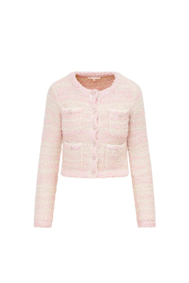 WomenKids Sweaters LoveShackFancy Blanca Knit Cardigan Vanilla Blush