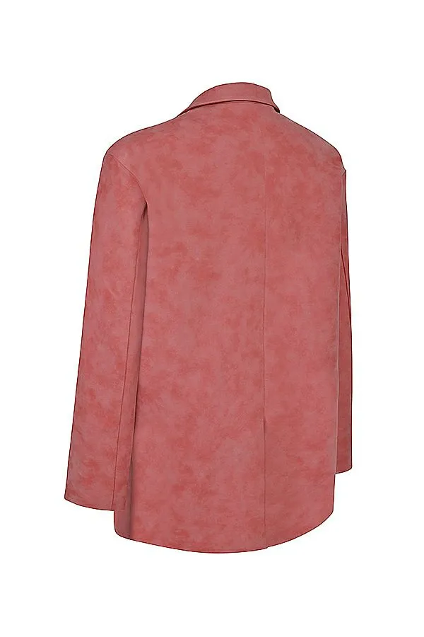 Women Kiera Warm Pink Vegan Leather Oversized Blazer House Of CB Outerwear Women Kiera Warm Pink Vegan Leather Oversized Blazer House Of CB Outerwear