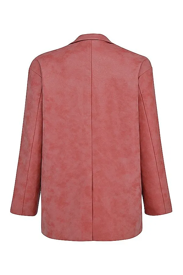 Women Kiera Warm Pink Vegan Leather Oversized Blazer House Of CB Outerwear Women Kiera Warm Pink Vegan Leather Oversized Blazer House Of CB Outerwear