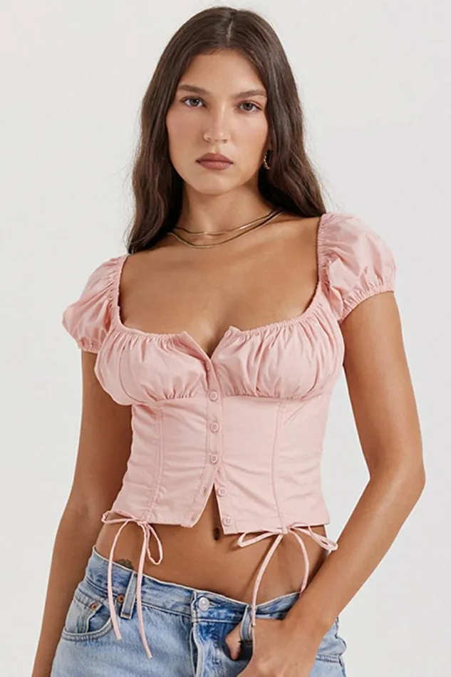 Women Kitty Baby Pink Gathered Top House Of CB Corsets