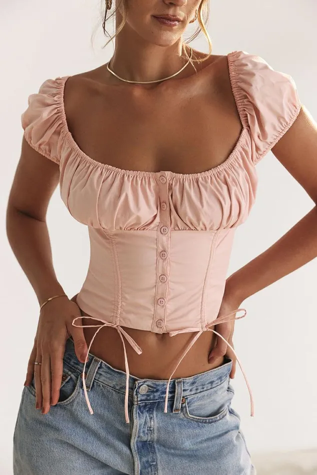 Women Kitty Baby Pink Gathered Top House Of CB Corsets