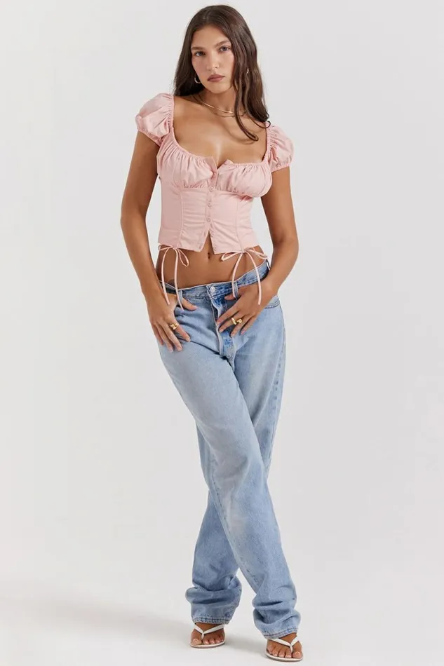 Women Kitty Baby Pink Gathered Top House Of CB Corsets