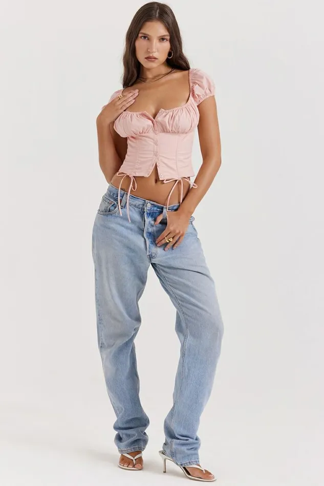 Women Kitty Baby Pink Gathered Top House Of CB Corsets