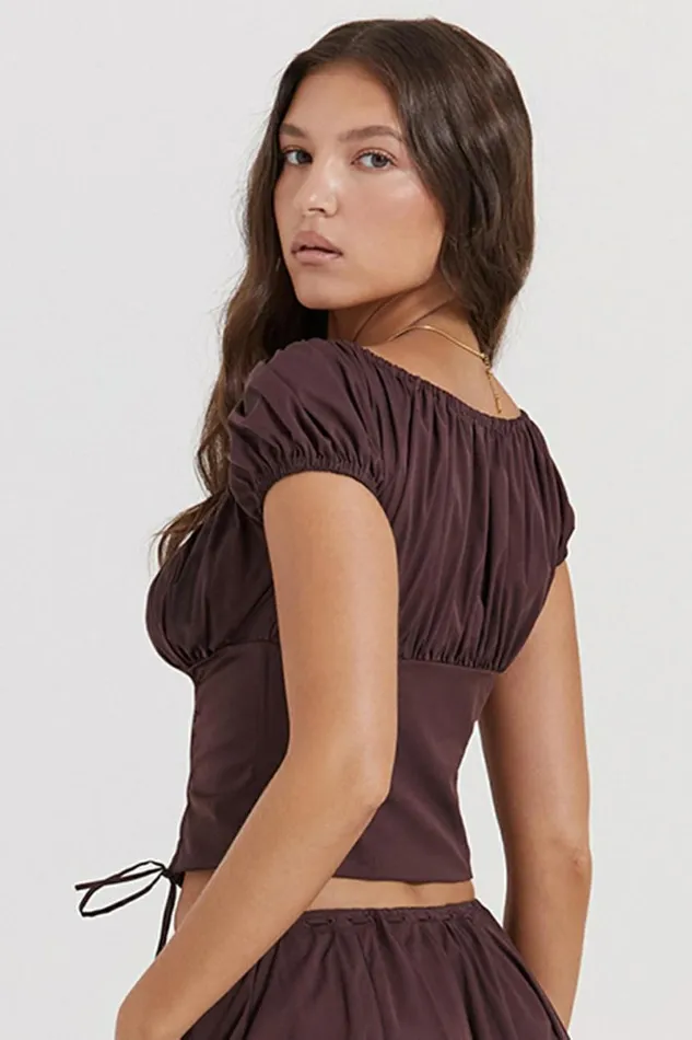Women Kitty Rich Brown Gathered Top House Of CB Corsets