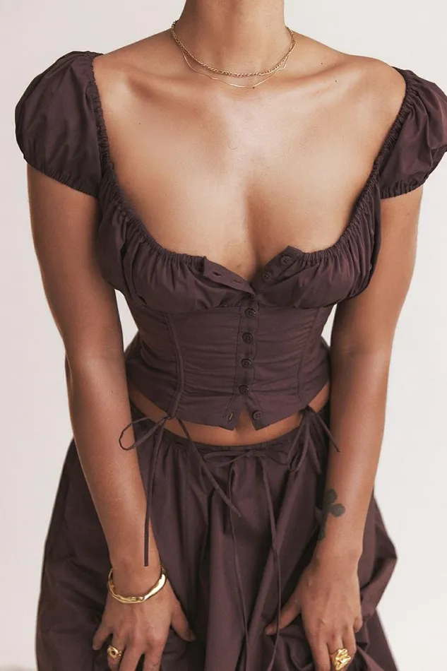 Women Kitty Rich Brown Gathered Top House Of CB Corsets