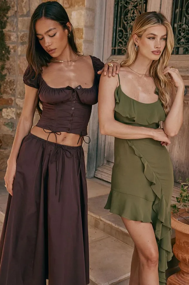 Women Kitty Rich Brown Gathered Top House Of CB Corsets