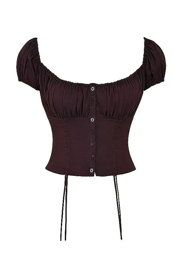 Women Kitty Rich Brown Gathered Top House Of CB Corsets