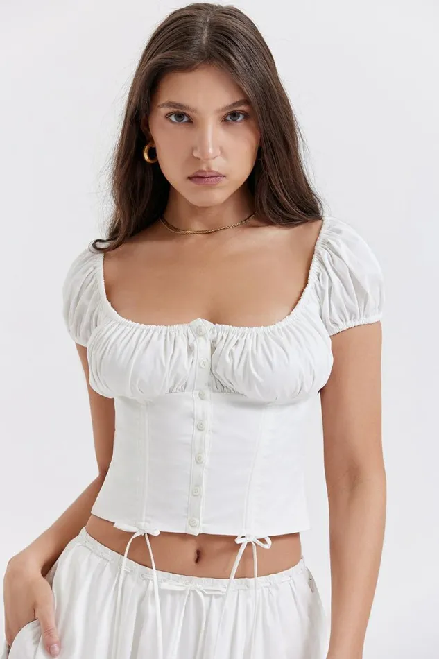 Women Kitty White Gathered Top House Of CB Corsets
