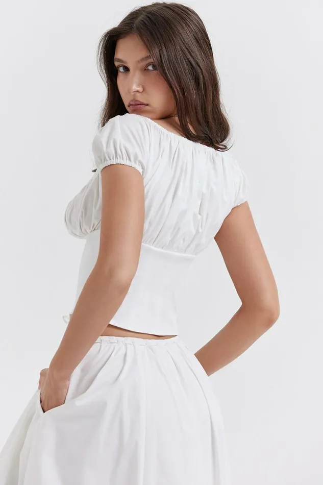 Women Kitty White Gathered Top House Of CB Corsets