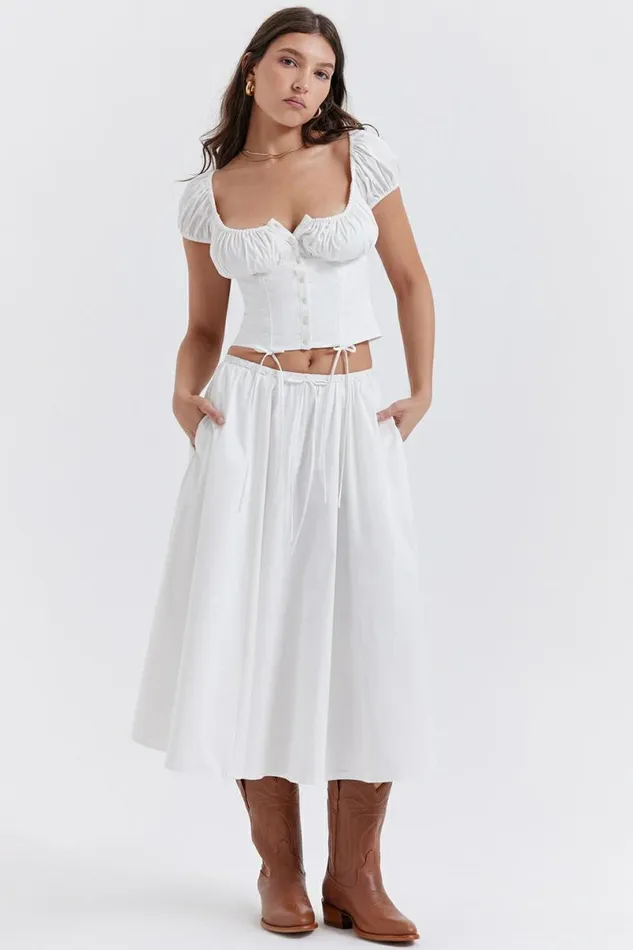 Women Kitty White Gathered Top House Of CB Corsets