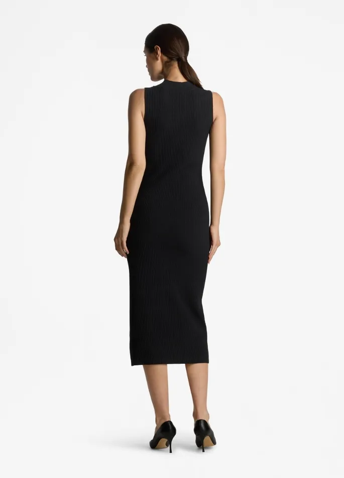Women Knit Dresses St John Mock Collar Dress Black Women Knit Dresses St John Mock Collar Dress Black