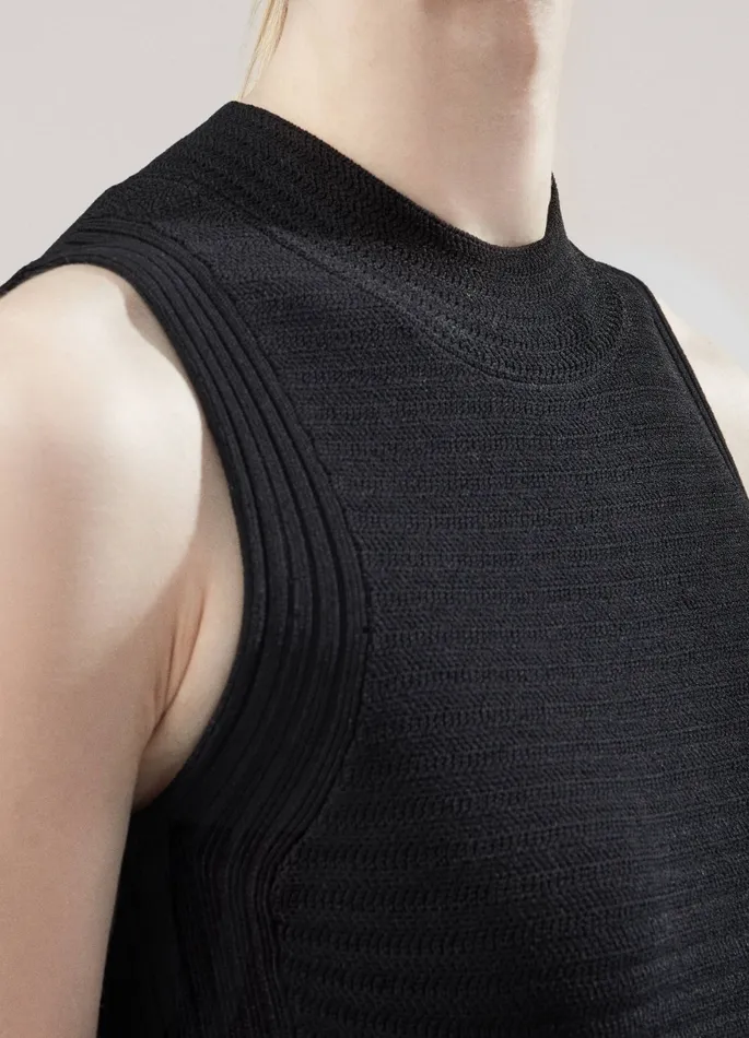 Women Knit Dresses St John Mock Collar Dress Black Women Knit Dresses St John Mock Collar Dress Black